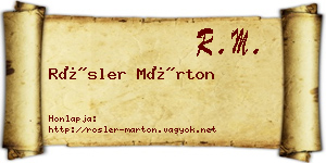 Rösler Márton névjegykártya